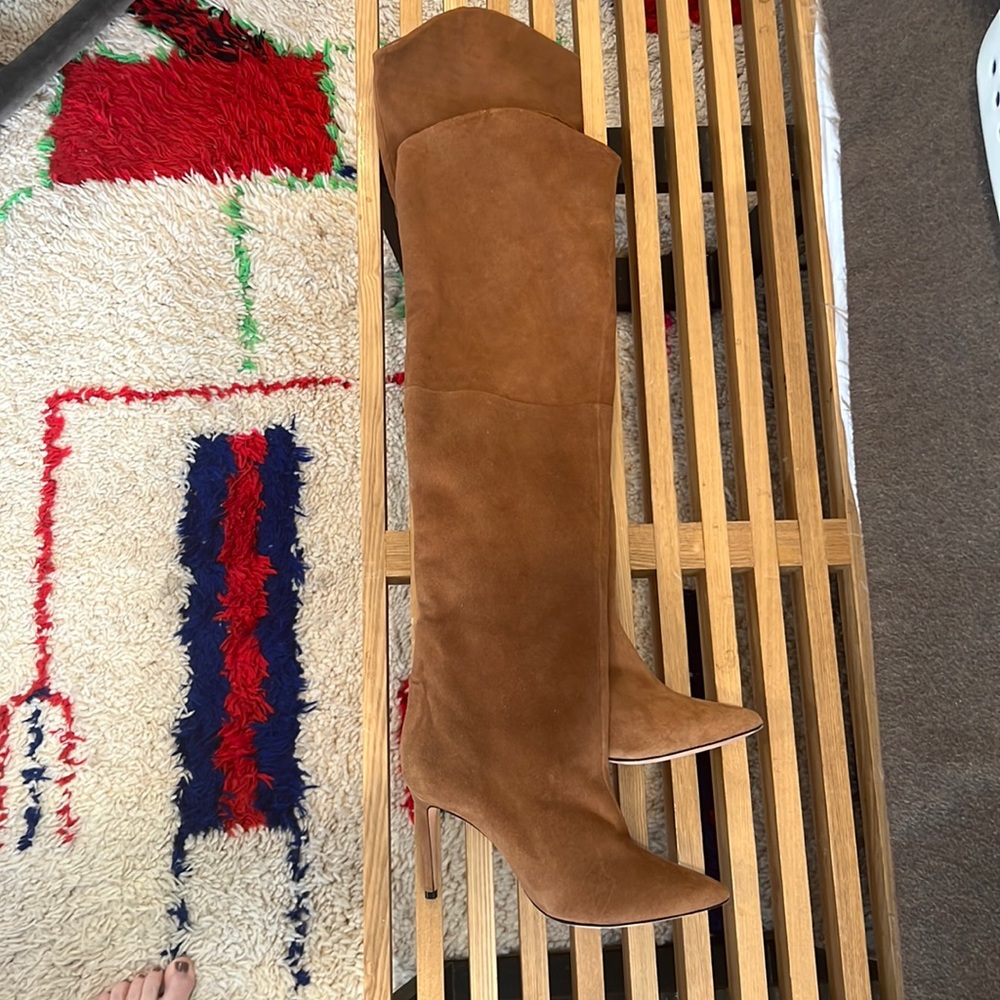 Schutz “AnaMaria” tall boot, camel suede over the knee